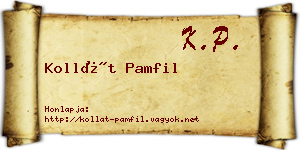 Kollát Pamfil névjegykártya
